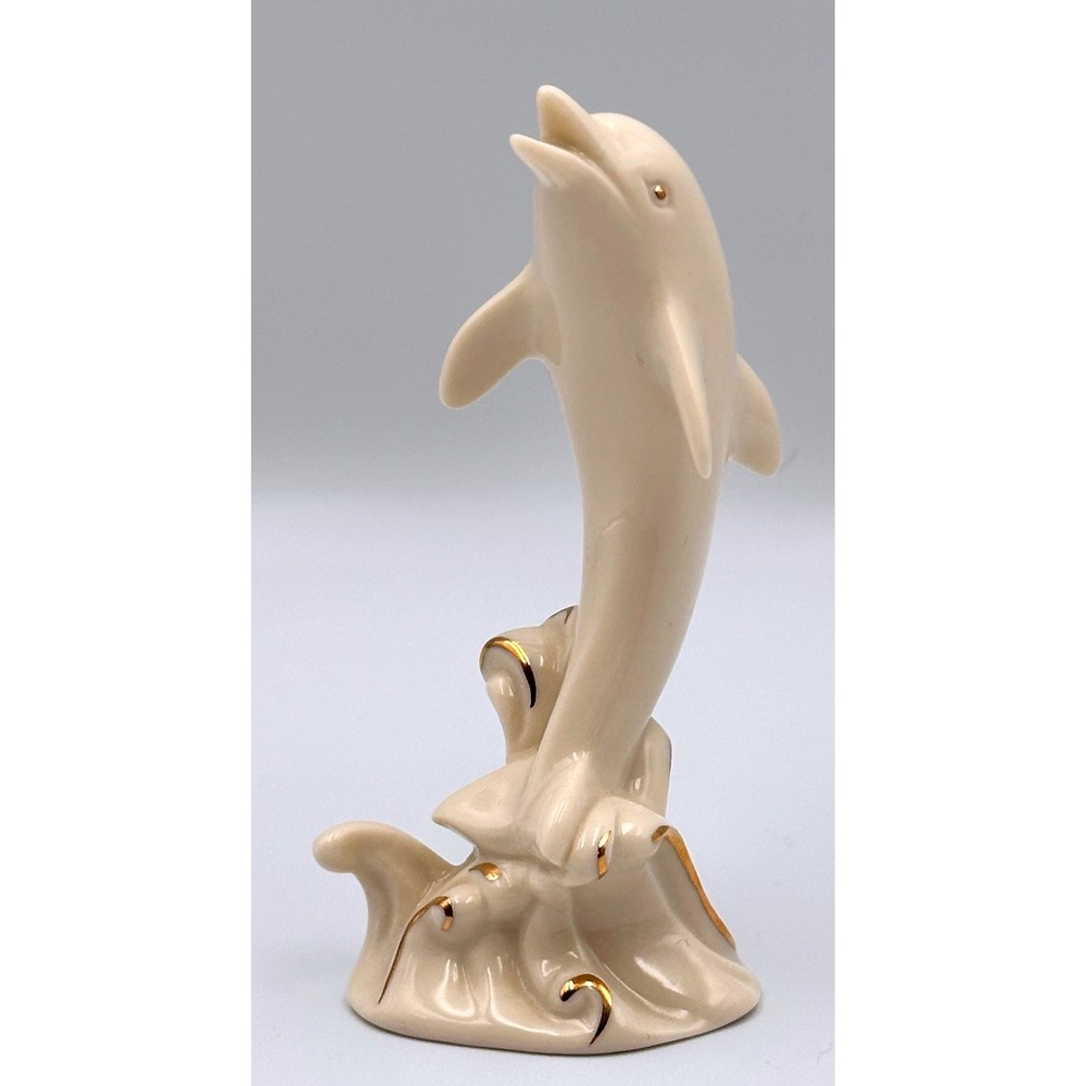 Lenox Collection Dolphin with 24k Gold Trim Ivory 4" Tall Vintage‎ Figurine